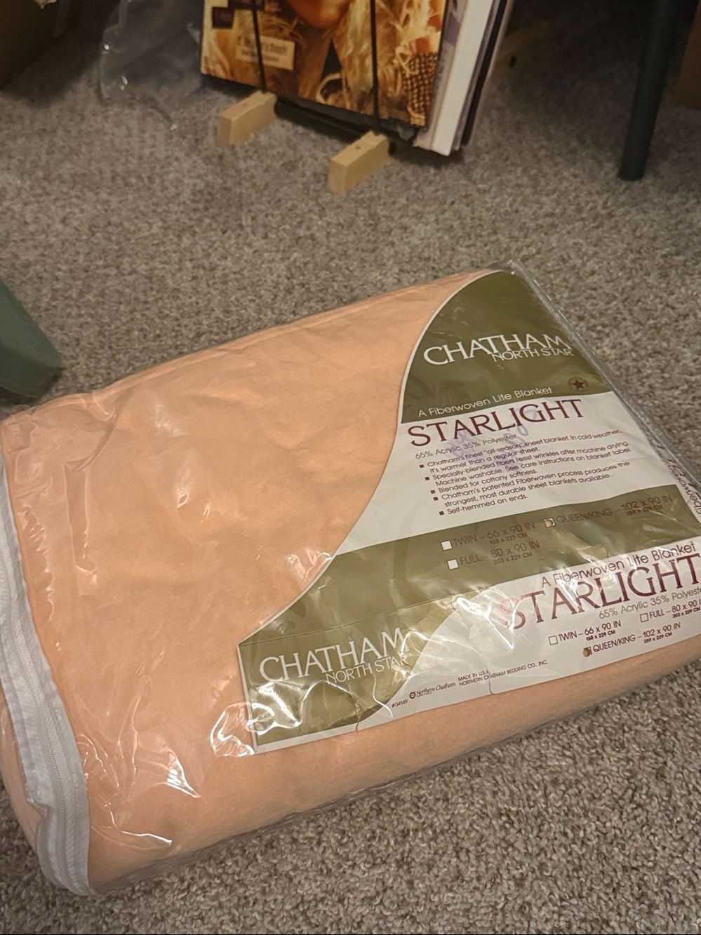 Vtg New Chatham North Star Starlight Blanket Pink